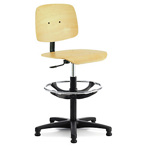 siège haut d'atelier bois dossier fixe