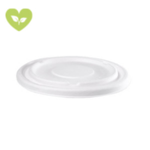 SIGNORBIO Coperchio monouso per piatto fondo da 950 ml, Polpa di cellulosa, Biodegradabile e Compostabile, Ø 21 cm, Bianco (confezione 125 pezzi)