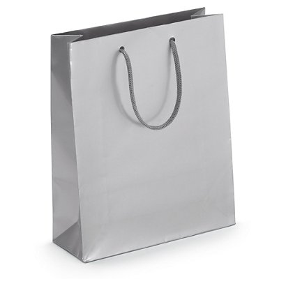 Silver gloss laminated custom printed bags - 180x220x65mm - 2 colours, 1 side