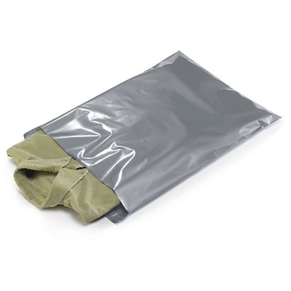 Silver  plastic mailing bags, 330x483mm, pack of 500