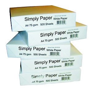 Simply Papel para Faxes, Fotocopiadoras, Impresoras Láser e Impresoras de Inyección de Tinta Blanco A4 75 g/m² 500 hojas Simply Papel para Faxes, Fotocopiadoras, Impresoras Láser e Impresoras de Inyección de Tinta Blanco A4 75 g/m² 500 hojas