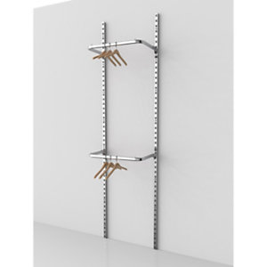 Sistema cavettato Canalina con doppia barra appenderia, 63,5 x 38 x 240 cm, Metallo cromato