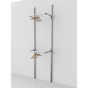 Sistema cavettato Canalina con doppia barra appenderia, 63,5 x 38 x 240 cm, Metallo cromato Sistema cavettato Canalina con doppia barra appenderia, 63,5 x 38 x 240 cm, Metallo cromato