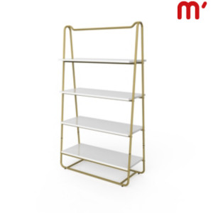 Sistema a scaffale Gold con ripiani in legno bianco e reggiripiani, 104,5 x 42,5 x 183 cm, Metallo verniciato/Legno, Oro/Bianco Sistema a scaffale Gold con ripiani in legno bianco e reggiripiani, 104,5 x 42,5 x 183 cm, Metallo verniciato/Legno, Oro/Bianco