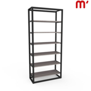 Sistema a scaffale Shopping con reggiripiani, barra appenderia e ripiani in legno, 107,2 x 44,2 x 240 cm, Metallo verniciato/legno, Nero opaco/Naturale Sistema a scaffale Shopping con reggiripiani, barra appenderia e ripiani in legno, 107,2 x 44,2 x 240 cm, Metallo verniciato/legno, Nero opaco/Naturale