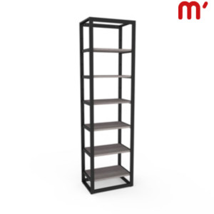 Sistema a scaffale Shopping con reggiripiani, barra appenderia e ripiani in legno, 67,2 x 44,2 x 240 cm, Metallo verniciato/legno, Nero opaco/Naturale Sistema a scaffale Shopping con reggiripiani, barra appenderia e ripiani in legno, 67,2 x 44,2 x 240 cm, Metallo verniciato/legno, Nero opaco/Naturale