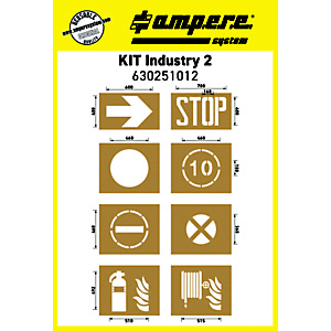 Sjablonen vloermarkering Ampere speciaal voor industrieën, kit van 8