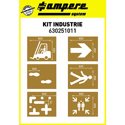 Sjablonen vloermarkering Ampere voor industrieën, kit van 6