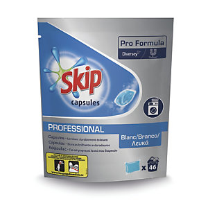 SKIP Dosettes lessive Skip Professional pour textiles blancs, sachet de 46