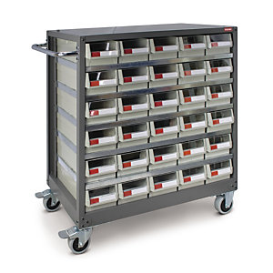 Small parts storage trolley with 30 drawers