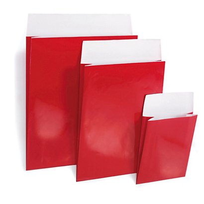 Sobre con solapa para regalo de papel charol rojo 30x38x8cm - 1