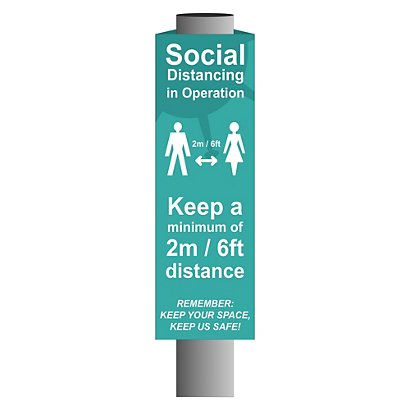 Social Distancing In Operation Covers for Bollards and Posts, green, 150mm dia - 1