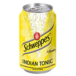 Soda Schweppes Indian Tonic, en canette, lot de 24 x 33 cl