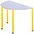 SODEMATUB Dominos Mesa modular semicircular, 120 (Ø) cm, gris / patas amarillas - 2