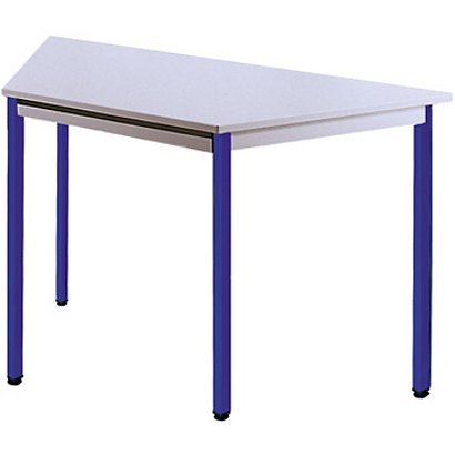 SODEMATUB Dominos Mesa modular trapezoidal, 120 x 60 x 50 cm, gris / patas azules - 1