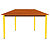 SODEMATUB Dominos Mesa modular trapezoidal, 120 x 60 x 50 cm, teca / patas amarillas - 1