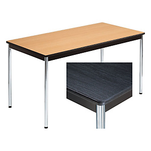 SODEMATUB Modula Mesa modular rectangular, 140 x 70 cm, negro / patas cromadas SODEMATUB Modula Mesa modular rectangular, 140 x 70 cm, negro / patas cromadas