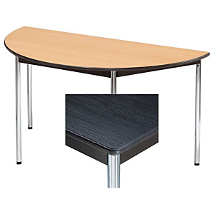 SODEMATUB Modula Mesa modular semicircular, 140 (Ø) cm, negro / patas cromadas SODEMATUB Modula Mesa modular semicircular, 140 (Ø) cm, negro / patas cromadas