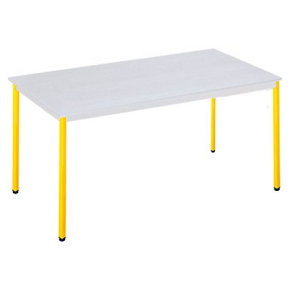 SODEMATUB Polivalente Mesa rectangular, 120 x 60 cm, gris / patas amarillas