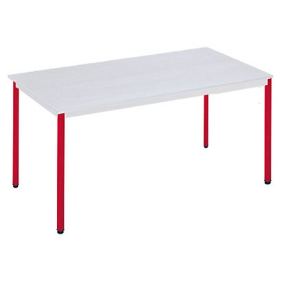 SODEMATUB Polivalente Mesa rectangular, 120 x 60 cm, gris / patas rojas