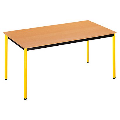SODEMATUB Polivalente Mesa rectangular, 160 x 80 cm, haya / patas amarillas
