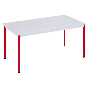 SODEMATUB Polivalente Mesa rectangular, 180 x 80 cm, gris / patas rojas
