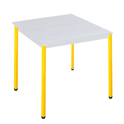 SODEMATUB Polivalente Mesa rectangular, 70 x 60 cm, gris / patas amarillas