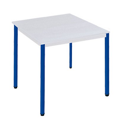 SODEMATUB Polivalente Mesa rectangular, 70 x 60 cm, gris / patas azules