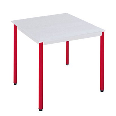 SODEMATUB Polivalente Mesa rectangular, 70 x 60 cm, gris / patas rojas
