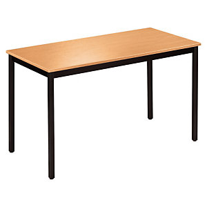 SODEMATUB Table modulaire Domino Rectangle - L. 120 x P. 60 cm - Plateau Hêtre - pieds Noir