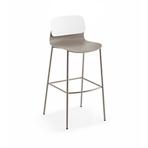 Sokoa Tabouret haut de collectivité Klik en polypropylène - Pieds métal - Taupe / Blanc Sokoa Tabouret haut de collectivité Klik en polypropylène - Pieds métal - Taupe / Blanc