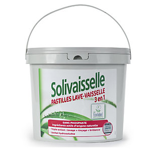 Solipro Tablettes de lavage en lave-vaisselle Solivaisselle écologiques 3 en 1 - seau de 2,7 kg 150 tablettes