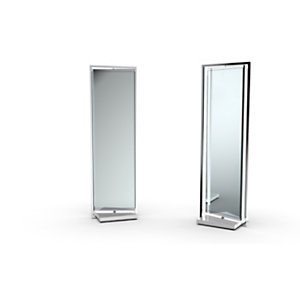 Specchiera System ad anta girevole, 50 x 40 x 160 cm, Metallo/Legno, Cromato/Bianco