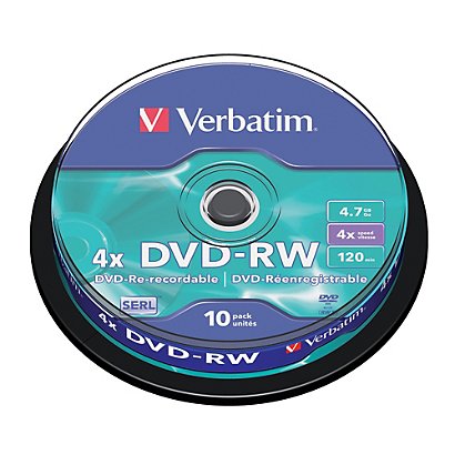 Spindel 10 herschrijfbare DVD-RW 4,7 GB Verbatim SERL 4x - 1