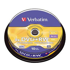 Spindle 10 DVD+RW 4,7 Go Verbatim SERL 4x réinscriptibles