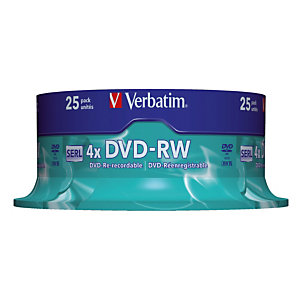 Spindle 25 DVD-RW 4,7 Go Verbatim SERL 4x réinscriptibles