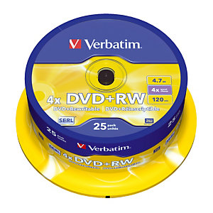 Spindle 25 DVD+RW 4,7 Go Verbatim SERL 4x réinscriptibles