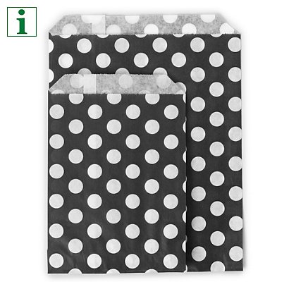 Spotted paper counter top bags, black, 130x180mm, pack of 1000 - 1