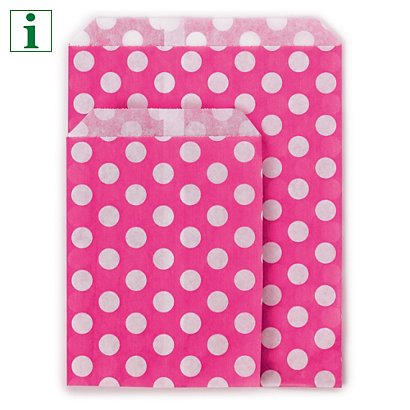 Spotted paper counter top bags, pink, 170x230mm, pack of 1000 - 1
