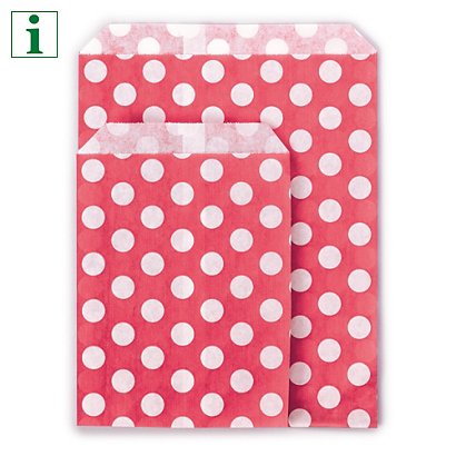 Spotted paper counter top bags, red, 130x180mm, pack of 1000 - 1