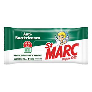 St. Marc Lingettes nettoyantes antibactériennes - Paquet de 80 (paquet de 40) St. Marc Lingettes nettoyantes antibactériennes - Paquet de 80 (paquet de 40)