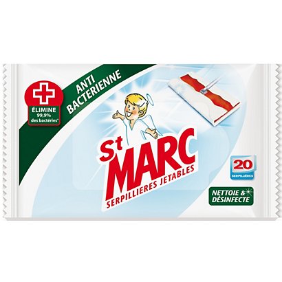 St. Marc Paquet de 20 serpillières jetables de sols  antibactériennes