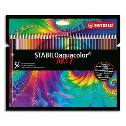 STABILO Aquacolor ARTY crayon de couleur aquarellable - Etui carton de 36 crayons - Coloris assortis