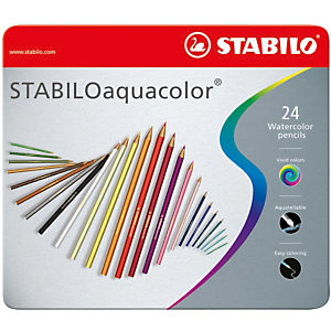 STABILO Aquacolor Pastelli colorati, Fusti esagonali, Colori della mina assortiti (confezione da 24 pezzi)