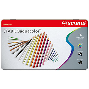 STABILO Aquacolor Pastelli colorati, Fusti esagonali, Colori della mina assortiti (confezione da 36 pezzi)
