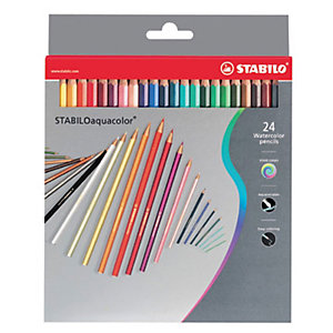 STABILO Aquacolor Pastelli colorati, Fusto esagonale, Colori assortiti (confezione 24 pezzi)