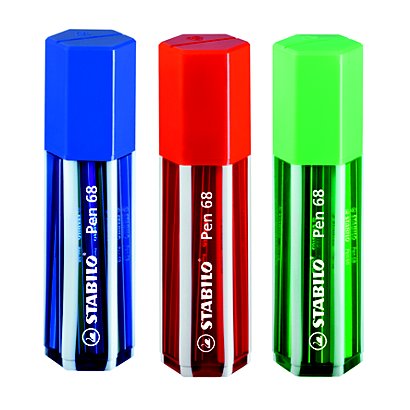 STABILO Big pen Box 68, Rotuladores de punta de fibra con portatodo, punta mediana, cuerpo de polipropileno en colores surtidos, 20 colores surtidos
