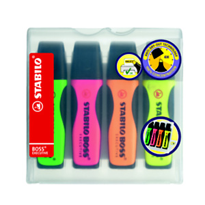 STABILO Boss Executive Marcador fluorescente, punta biselada, 2-5 mm, Amarillo, Rosa, Verde y Naranja STABILO Boss Executive Marcador fluorescente, punta biselada, 2-5 mm, Amarillo, Rosa, Verde y Naranja