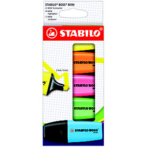 STABILO Boss Mini Marcador fluorescente, punta biselada, 2-5 mm, 5 colores surtidos