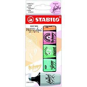 STABILO Boss Mini Pastellove Edition 2.0 Marcador fluorescente, punta biselada, 2-5 mm, 5 colores surtidos